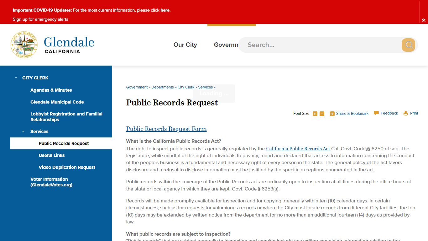 Public Records Request | City of Glendale, CA